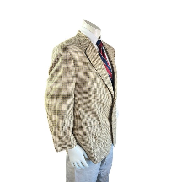 Roundtree & Yorke Men 42R Blazer Houndstooth Sports Coat Wool Linen & Silk Blend - Picture 5 of 13